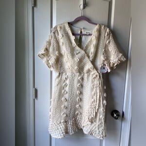 &Merci Cream Floral Wrap Dress